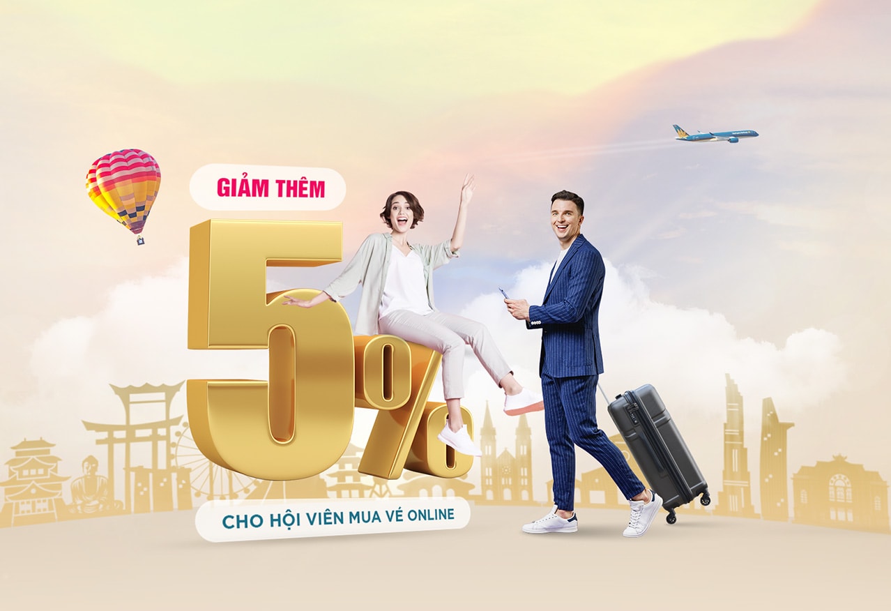 mua vé máy bay Hải Phòng về Vinh trên ứng dụng di động Vietnam Airlines giảm giá 5%