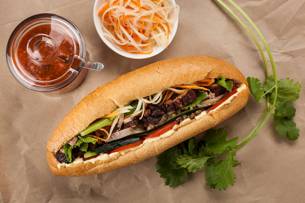 Banh mi blends crispy French bread with savory Vietnamese fillings for the perfect on-the-go snack 