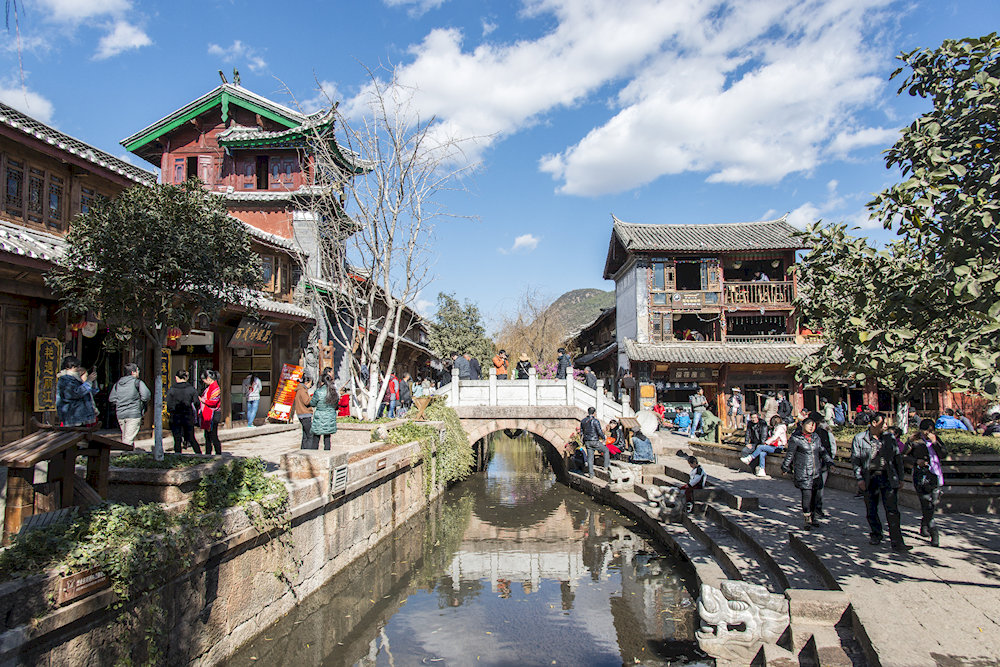 Lijiang’s Old Town is a UNESCO World Heritage Site known for its wooden architecture and winding canals 