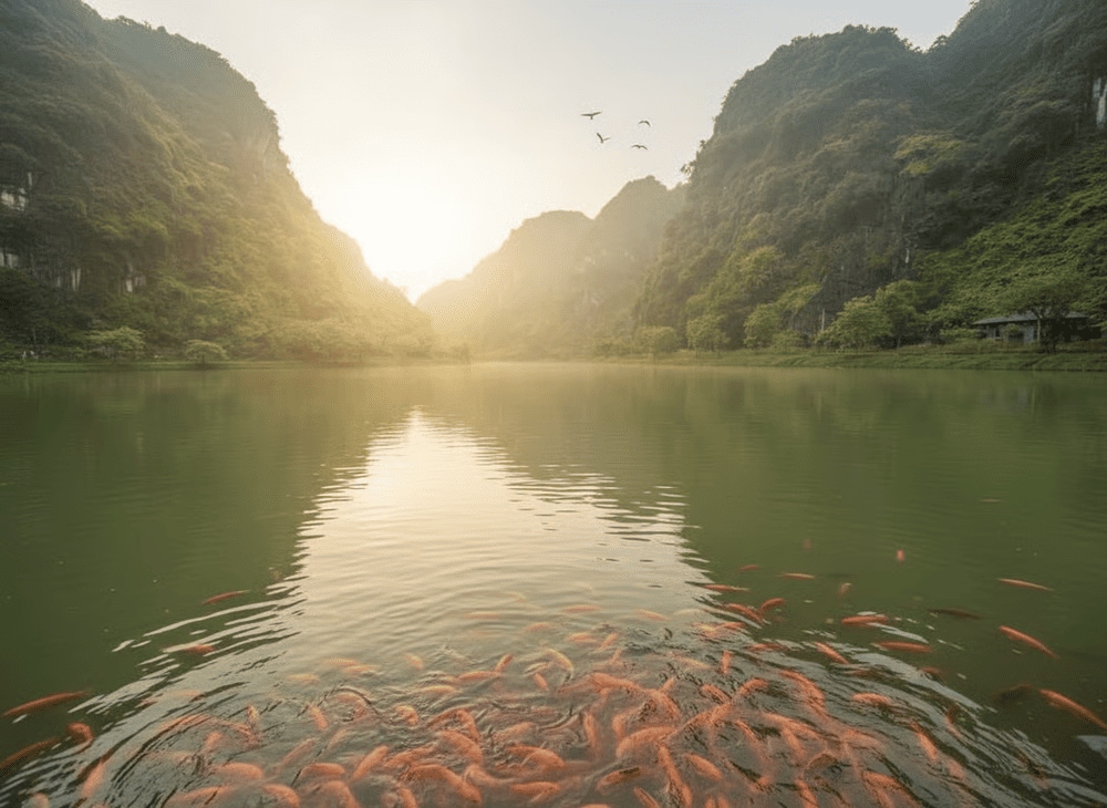 You can feed the koi fish at the lake as a way to wish for good luck
