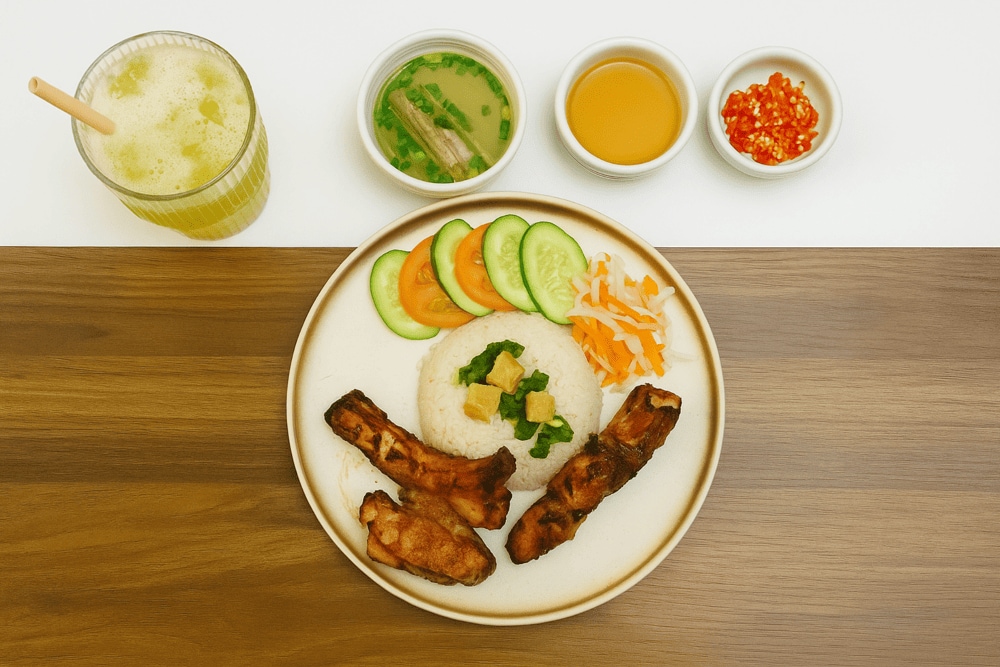 The broken rice here stands out with tender, flavorful pork jowl, perfectly paired with egg meatloaf, shredded pork skin, and a runny fried egg