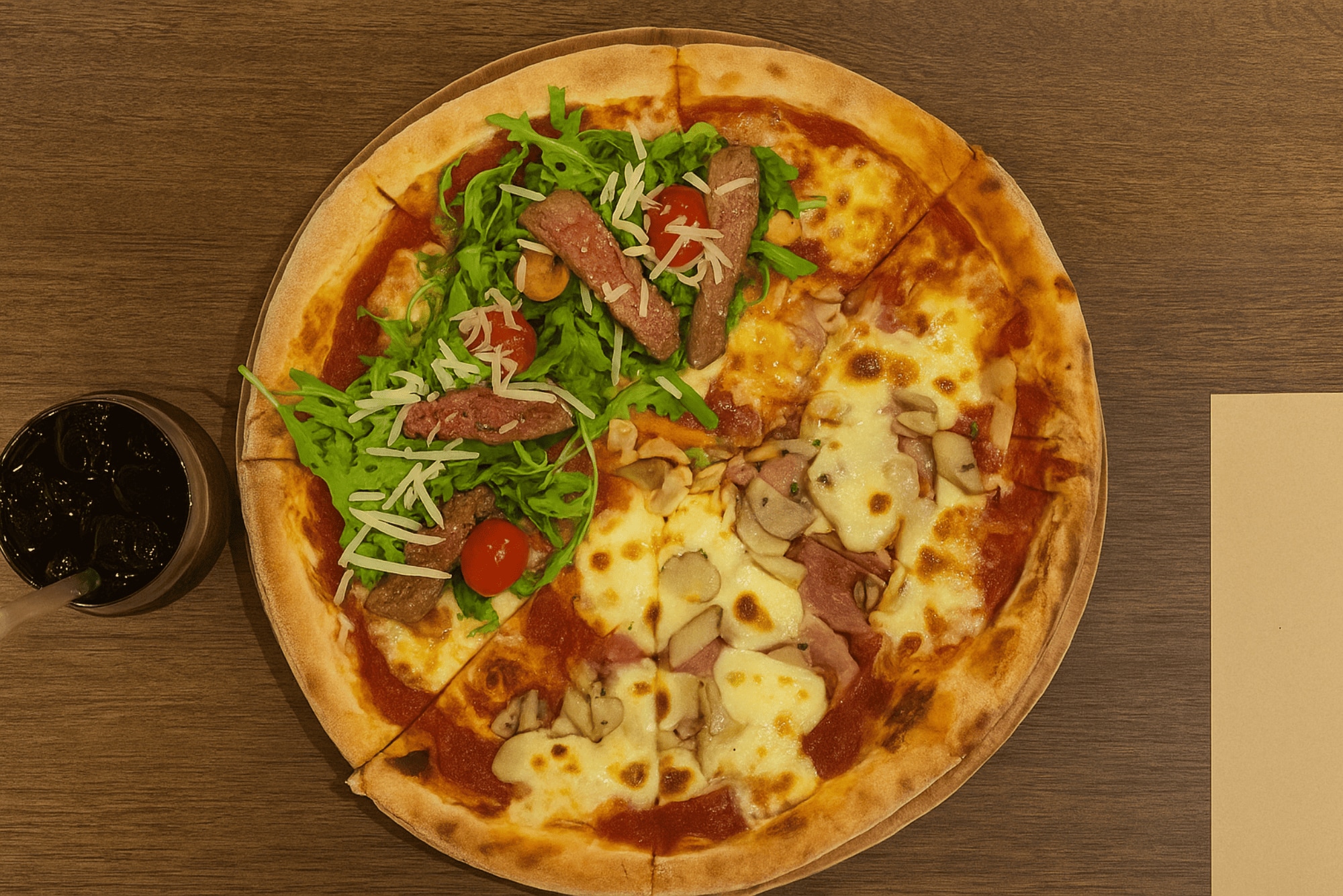 The Diavola pizza is known for its bold spicy salami and perfectly crisp crust that’s baked with rich tomato sauce and mozzarella