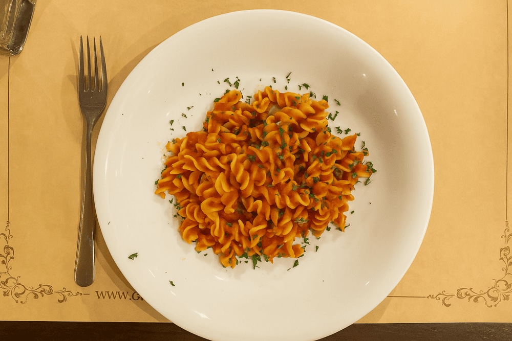 Penne Arrabbiata is a fiery Italian pasta dish made with penne noodles in a zesty tomato and chili garlic sauce