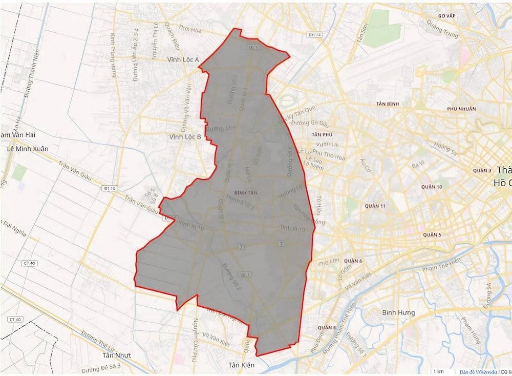 Binh Tan District is located in the western part of Ho Chi Minh City