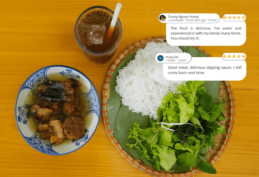 Bun Cha Que Tre Binh Chung is rated an average of 4.6 stars across all 3 locations on Google Review