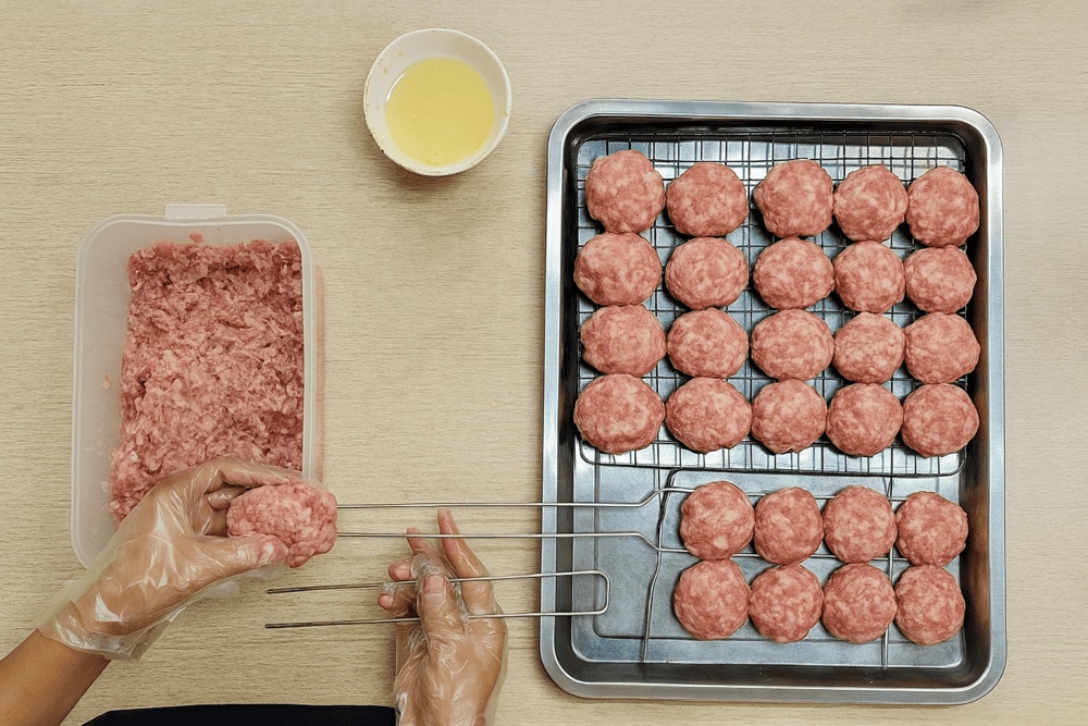 The grilling area is set up right at the entrance
