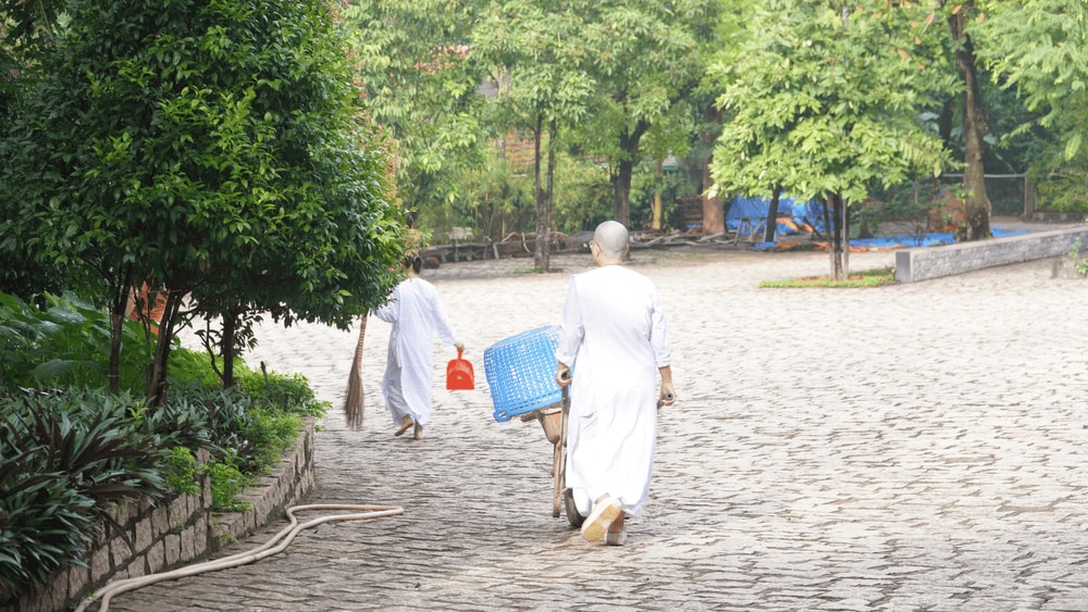 Visitors contribute a small part to sowing good karma in life through merit work activities (Source: Tổ Đình Bửu Long Fanpage)