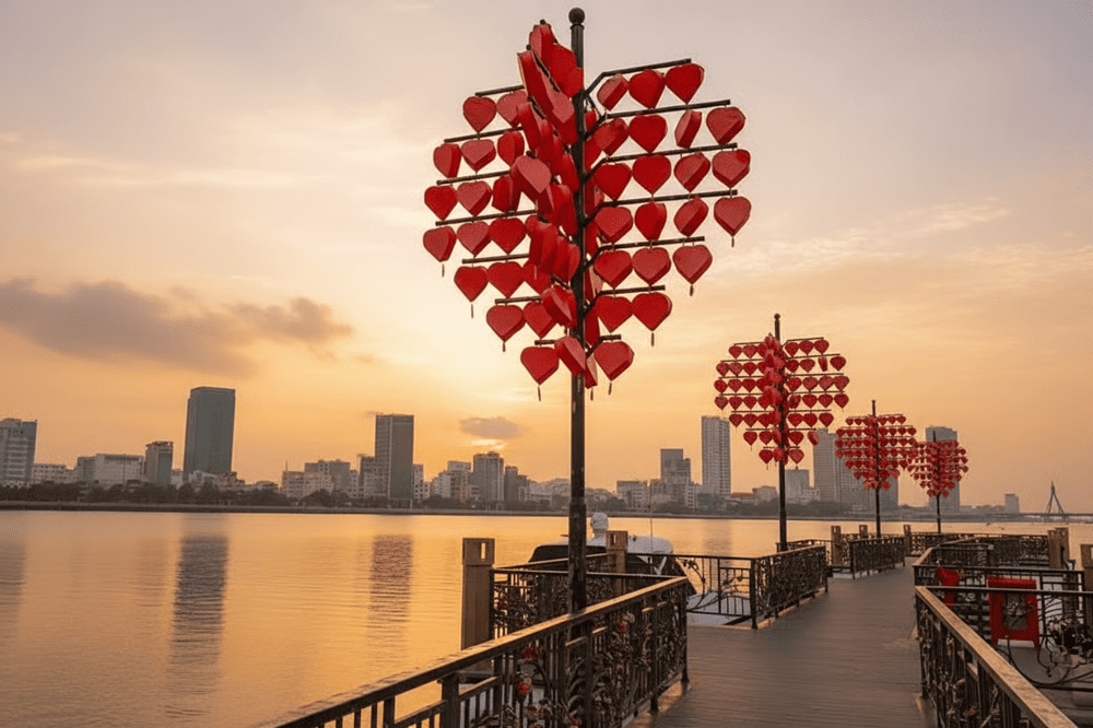 From the Love Lock Bridge, you can have a stunning view of Dragon Bridge