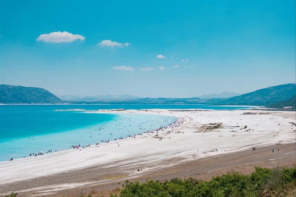 White sands and blue waters of Xuan Thieu beach