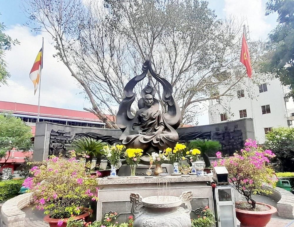 A memorial to the monk who set himself on fire to protest the persecution of Buddhists in Vietnam