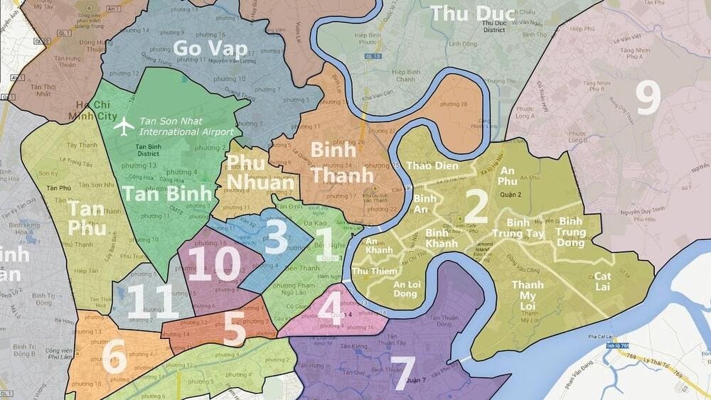 District 5 in Ho Chi Minh City is bordered by District 10 to the north, District 8 to the south, District 1 to the east, and District 6 to the west
