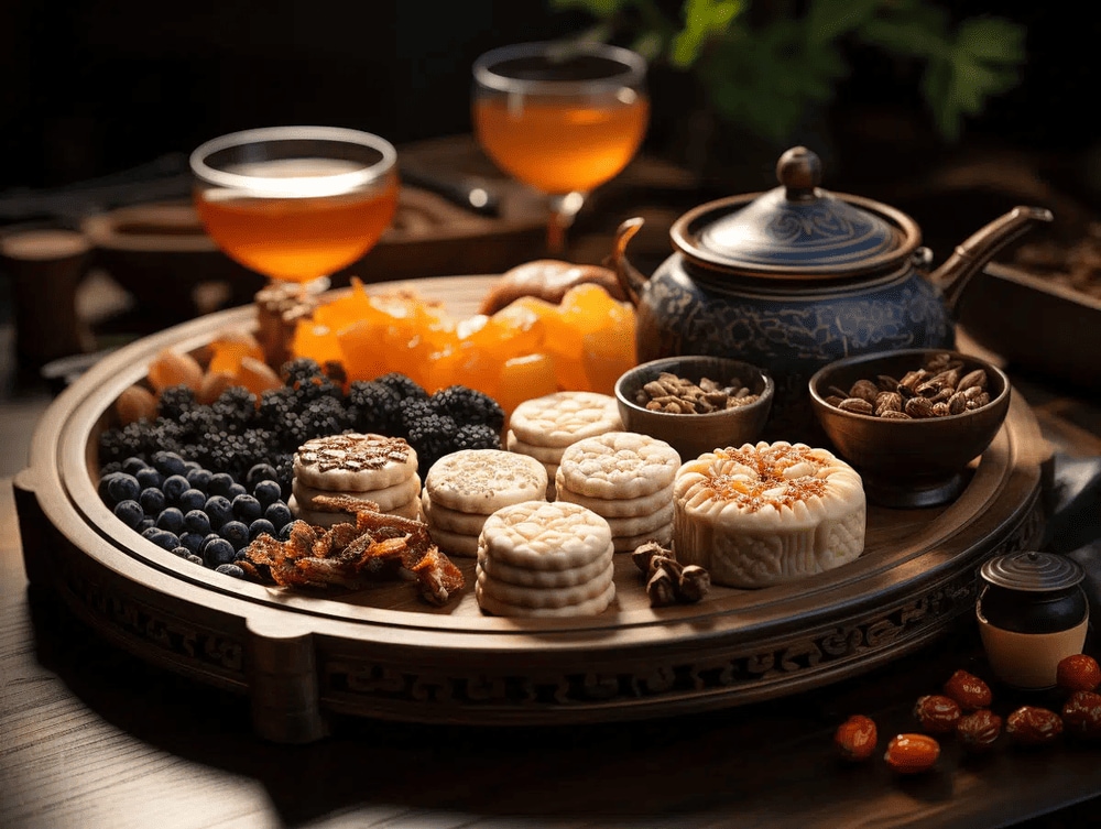 Lotus seed soup and herbal jelly paired with a warm cup of tea