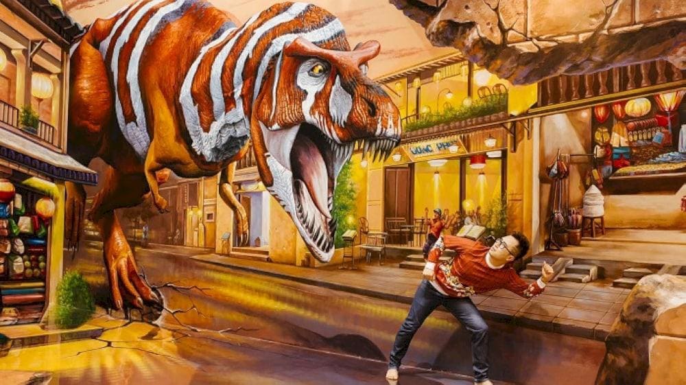 The exhibits are designed in such a way that visitors can pose with them, creating fun, lifelike photographs