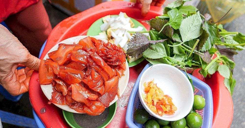 This refreshing salad features unique red jellyfish