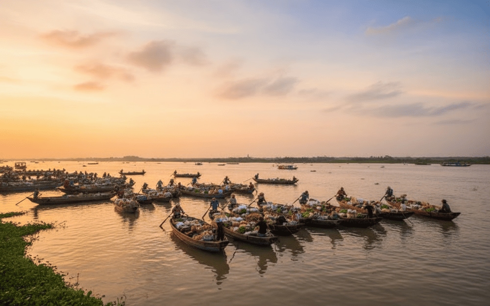 Local farmers and traders exchange goods in a relaxed setting