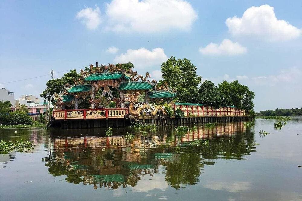A famous floating temple on the Saigon River, attracting visitors for its unique location