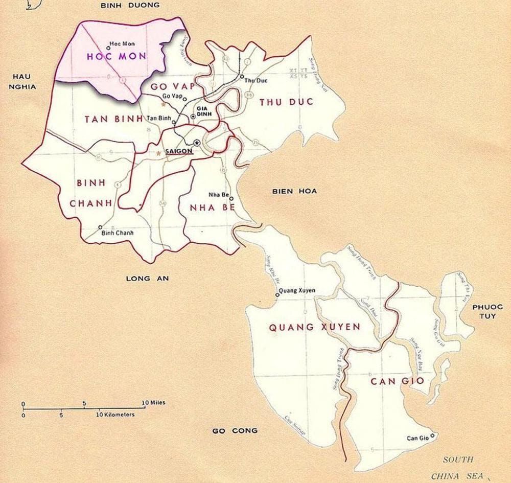 Map of Hoc Mon District