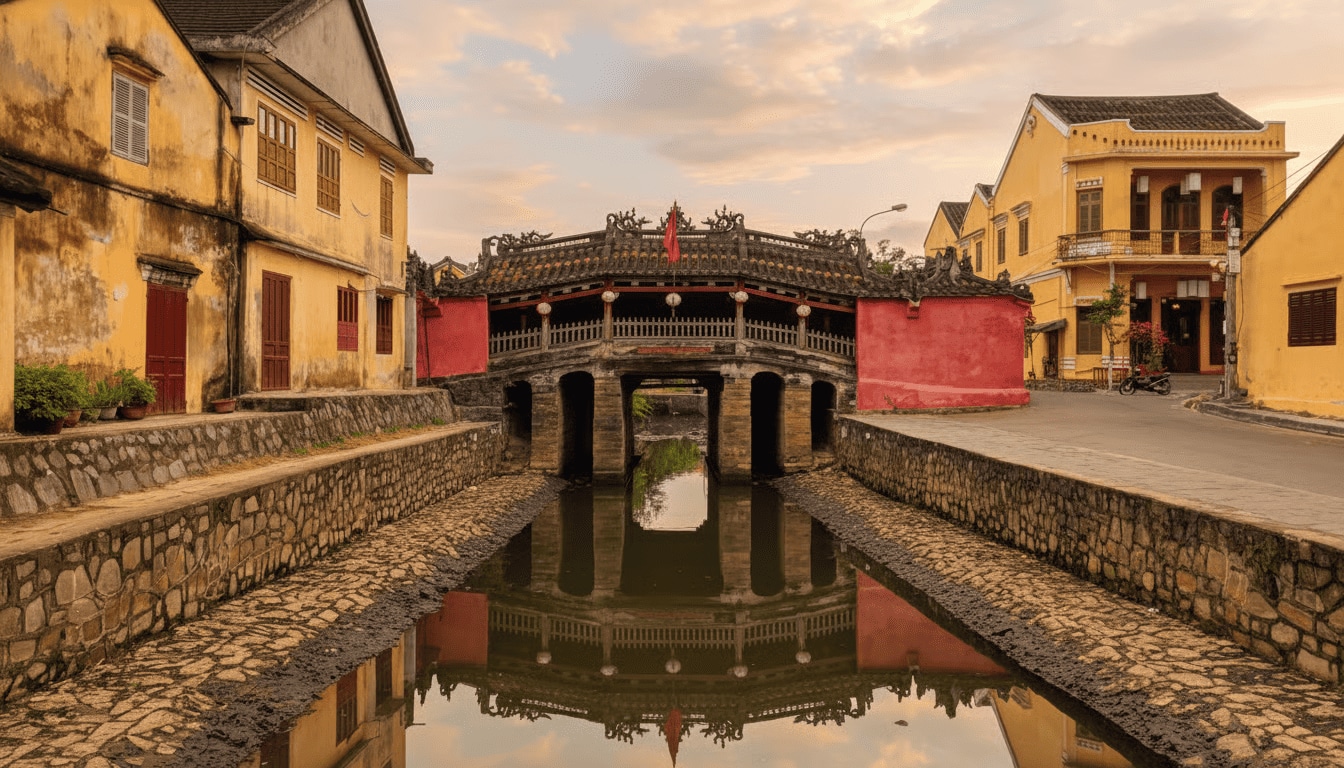 The Japanese Bridge Hoi An stands out with its unique architecture, seamlessly blending influences from Vietnamese, Japanese, and Chinese cultures