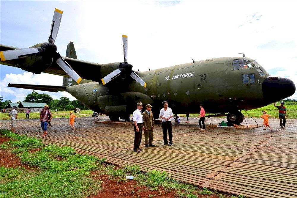 U.S. military transport aircraft are displayed at Khe Sanh