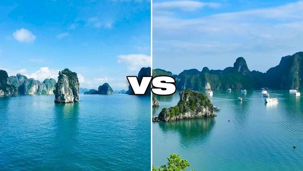 Lan Ha Bay (left) and Halong Bay (right) are worth - visiting destinations