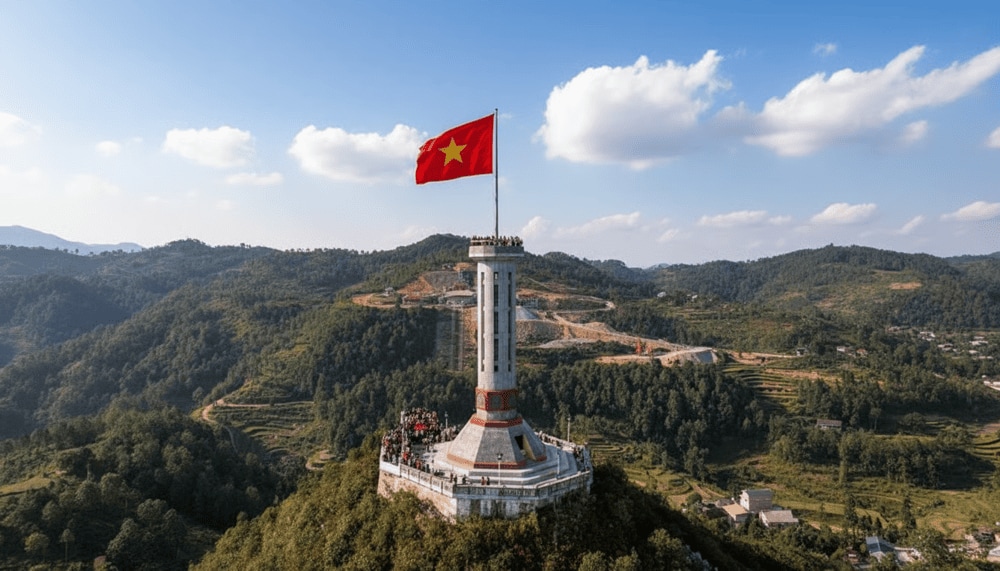 The origins of the Lung Cu flag pole trace back to the Ly Dynasty when the first flag was hoisted to assert Vietnam’s sovereignty