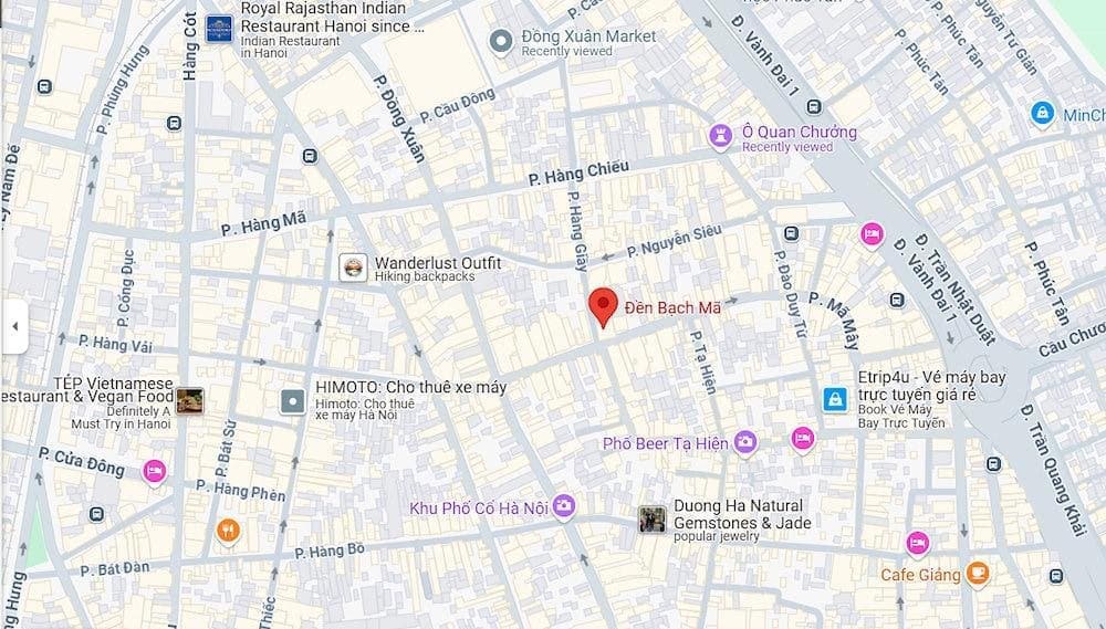 Map of Bach Ma Temple