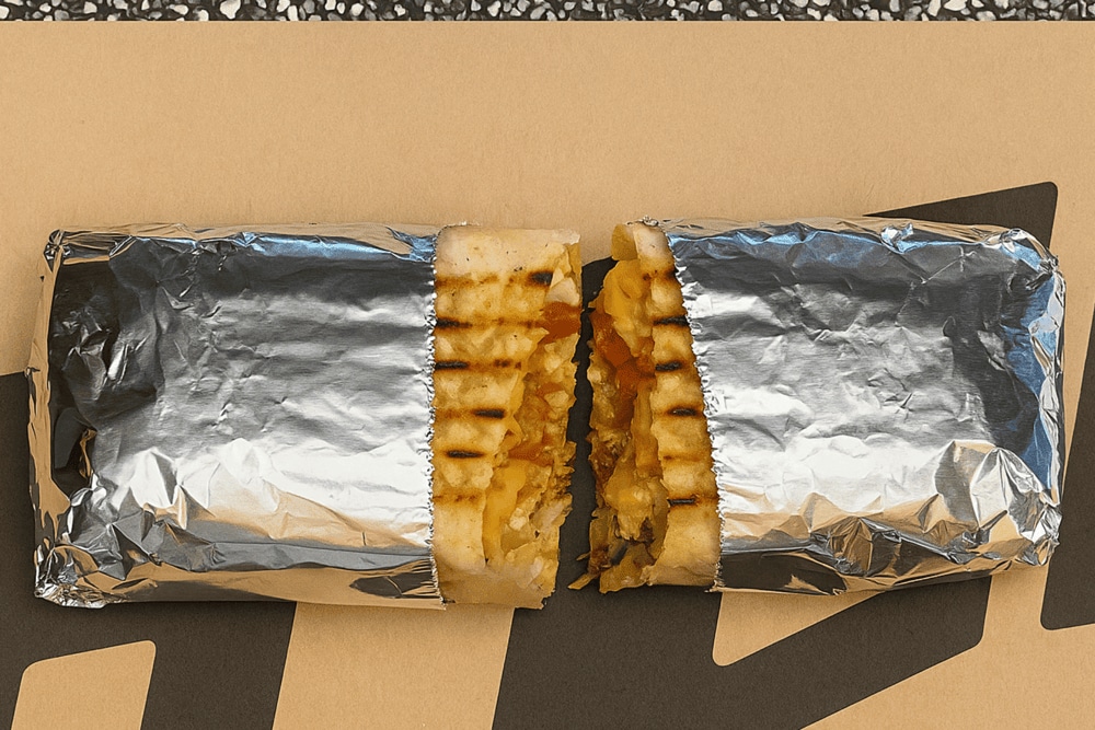 Grilled French tacos served with crispy fries, ketchup, and ice-cold Coke, a perfect quick meal combo for couple