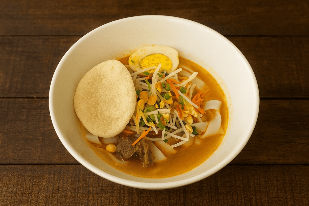 Illustration of Mi Quang 1A features a rich broth and bold flavors (Source: Internet)