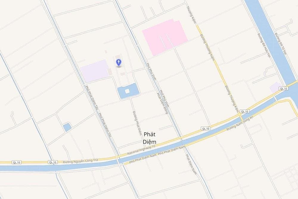The location of Phat Diem Cathedral on the map