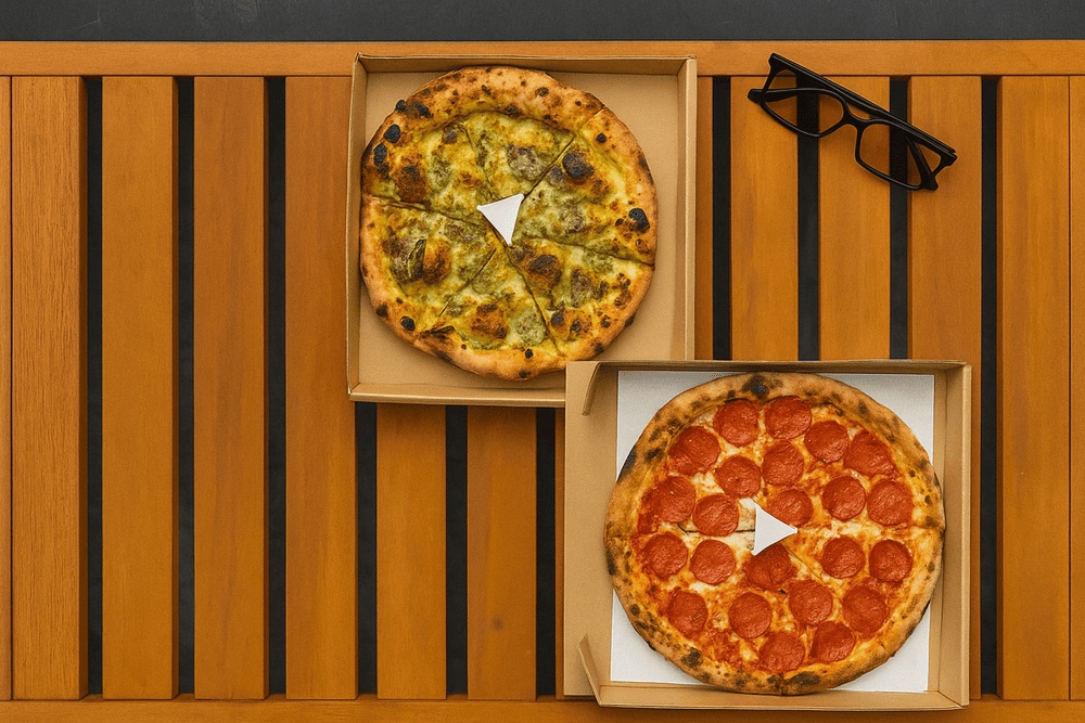 A laid-back outdoor feast featuring wood-fired pizza, fresh pasta, tacos, salad, and cold beer