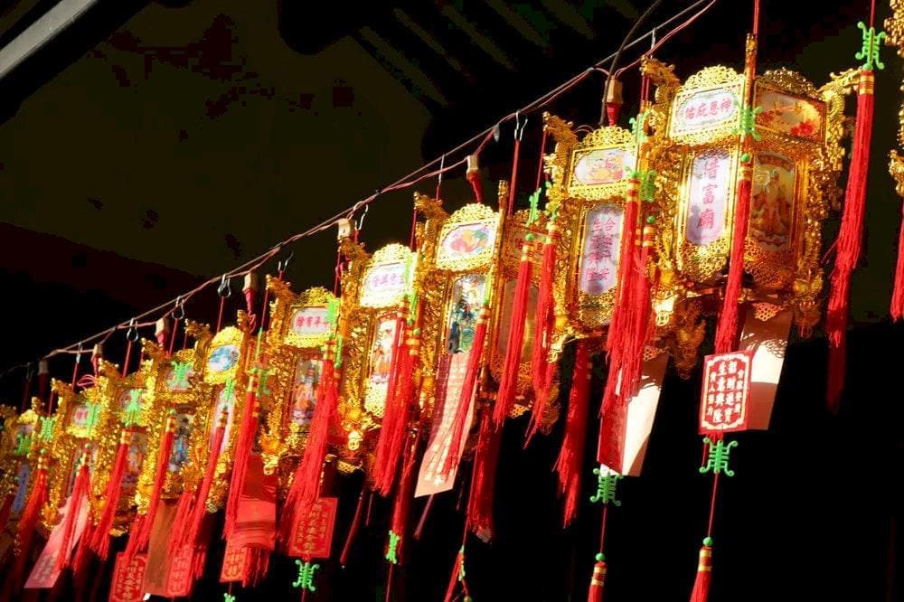 The lanterns symbolize luck and happiness