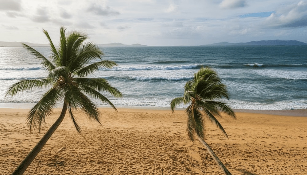 Ky Co Beach is renowned for its crystal-clear turquoise waters and pristine white sandy shores