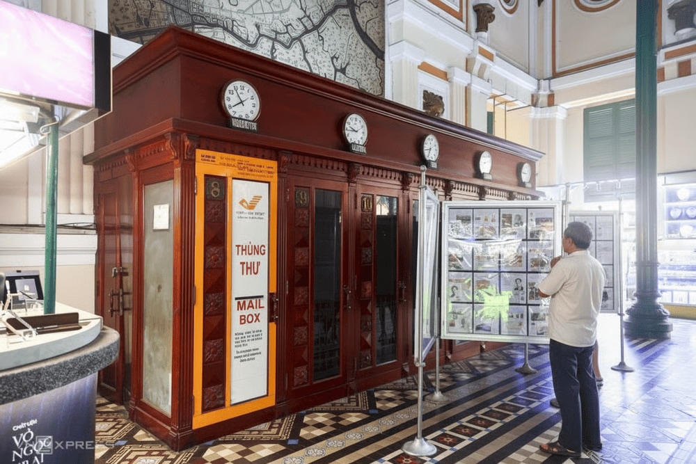 One of the phone booths is used as a mailbox