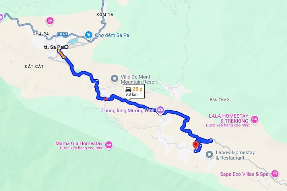 Sitting with its back against the majestic Hoang Lien Son mountain range, and its front facing the gentle curves of the Muong Hoa Stream, the village is a natural beauty spot