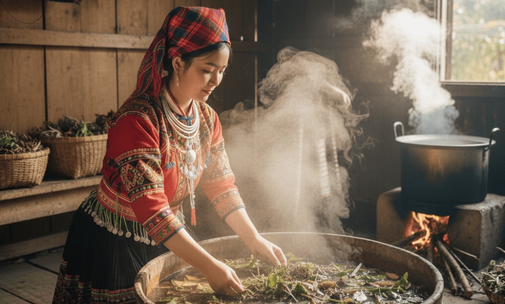 The Red Dao herbal bath is a popular and soothing activity for visitors to Ta Van village