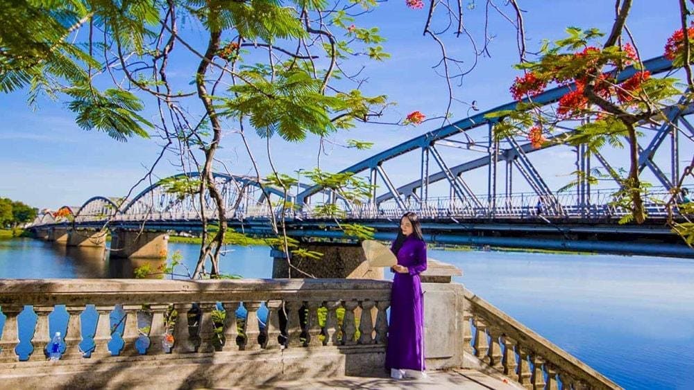 One of Hue's most famous landmarks is the Trang Tien Bridge