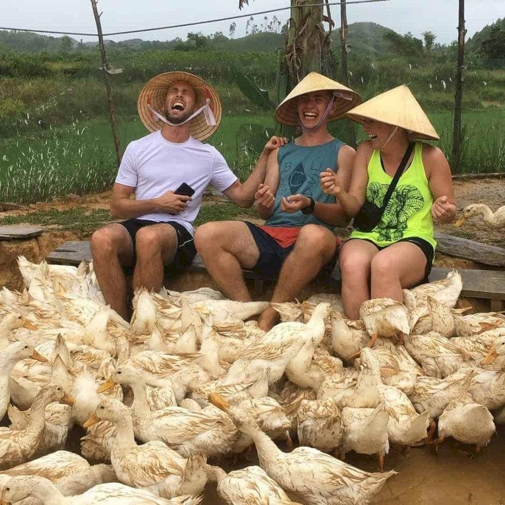 Visitors are excited to experience the unique duck massage