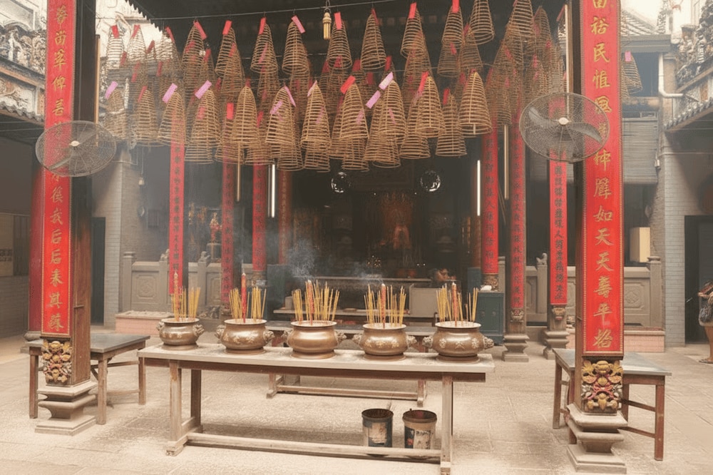 The “Phat Lan” incense burner and gold-lacquered palanquin