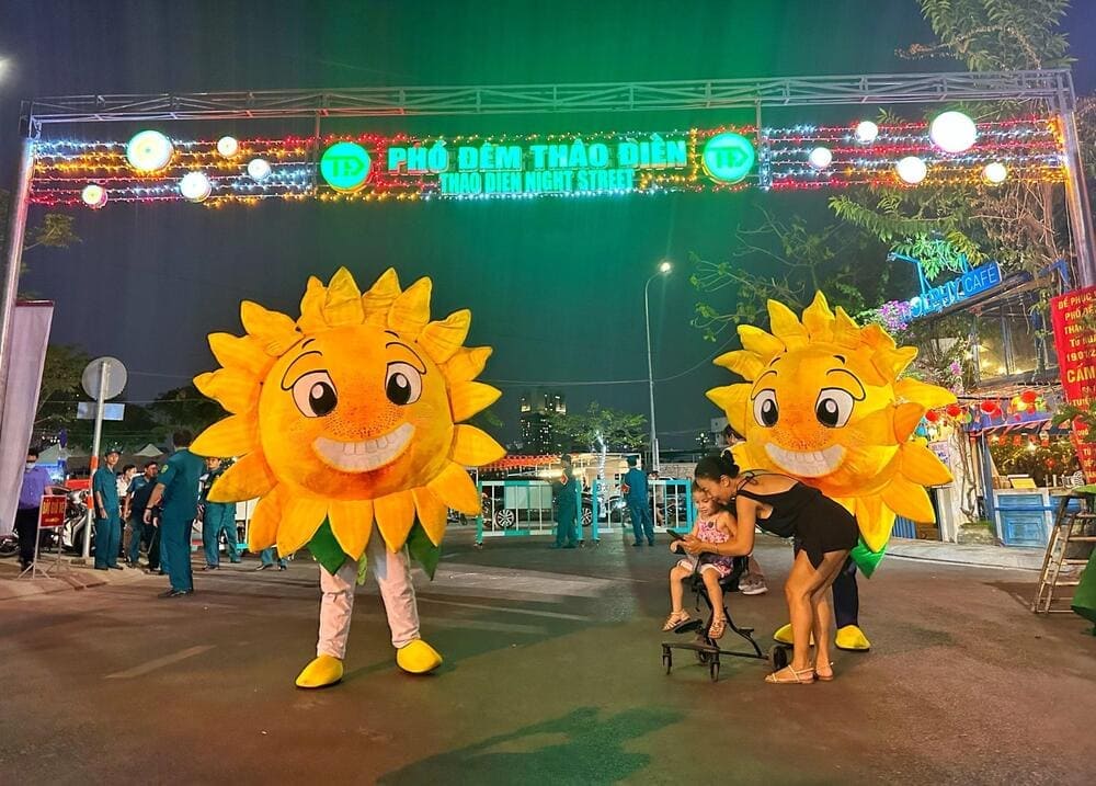 Thao Dien Night Street offers lively vibes with food, music, and night markets .