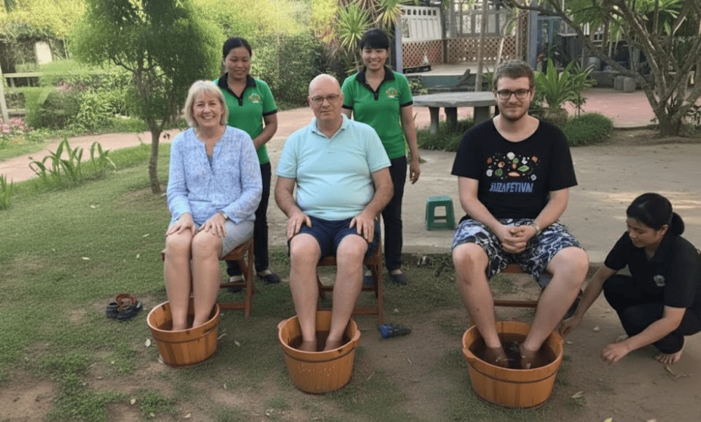 Many visitors believe that the traditional herbal massage helps relieve fatigue