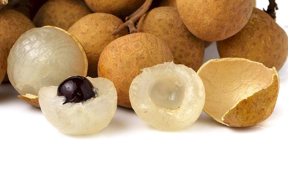 Longan is sweet, with a black seed in the middle