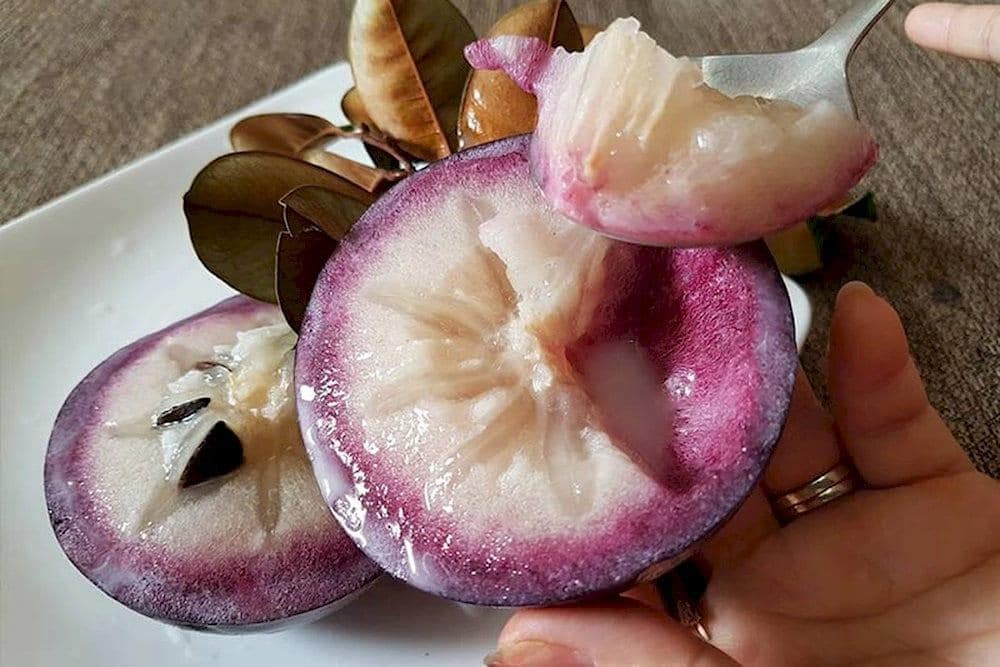 Star apple flesh is soft and sweet