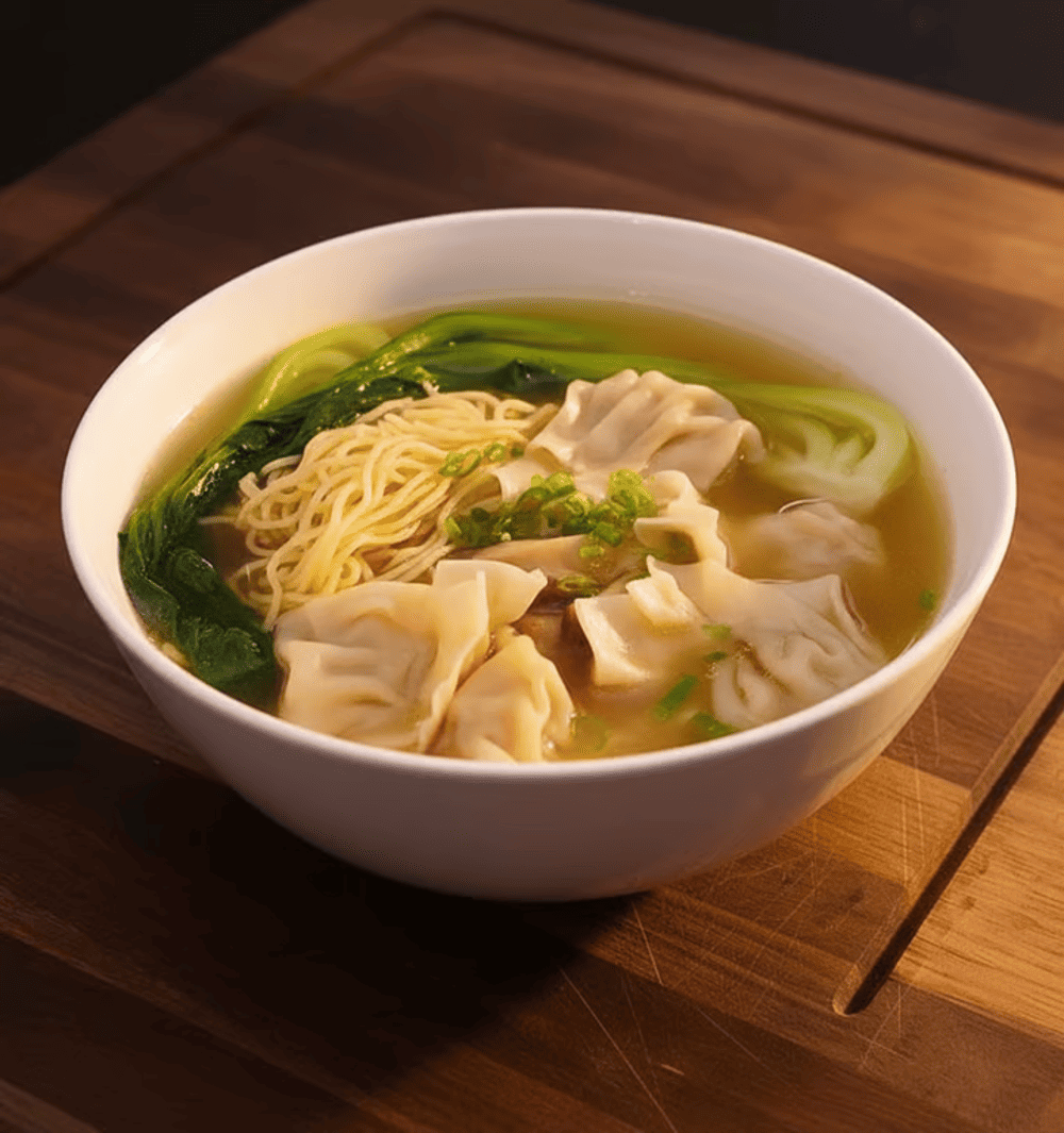 Thưởng thức một bát mì hoành thánh nóng hổi vào buổi sáng giúp làm ấm cơ thể