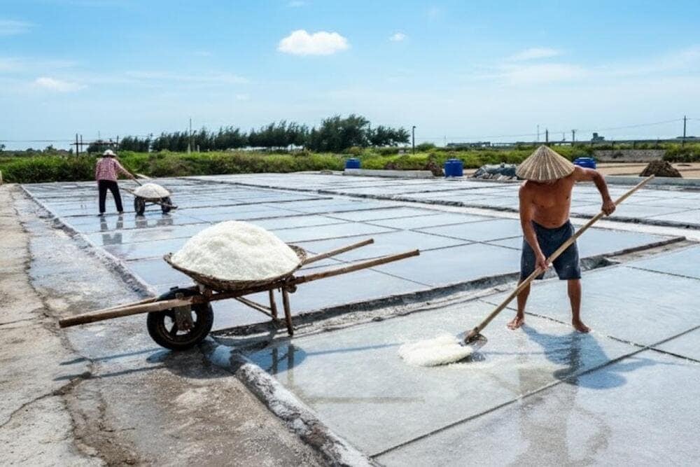 Khám phá nghề làm muối của người dân Quất Lâm.