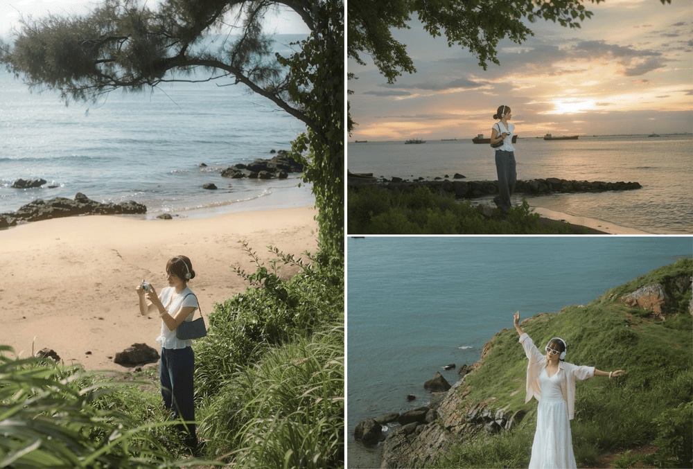 Làn nước xanh trong ở Bãi Dứa là phông nền hoàn hảo cho mọi bức ảnh check-in, đơn giản mà cuốn hút (Nguồn: Nguyễn Trinh)