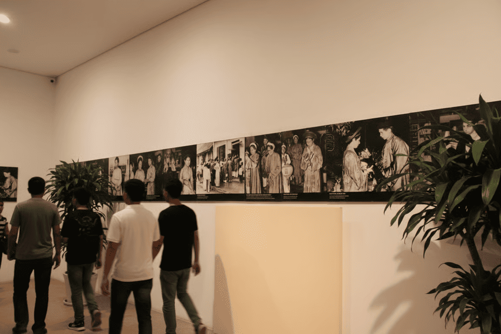 Ảnh cưới truyền thống của người Việt được trưng bày tại tầng 2 của bảo tàng