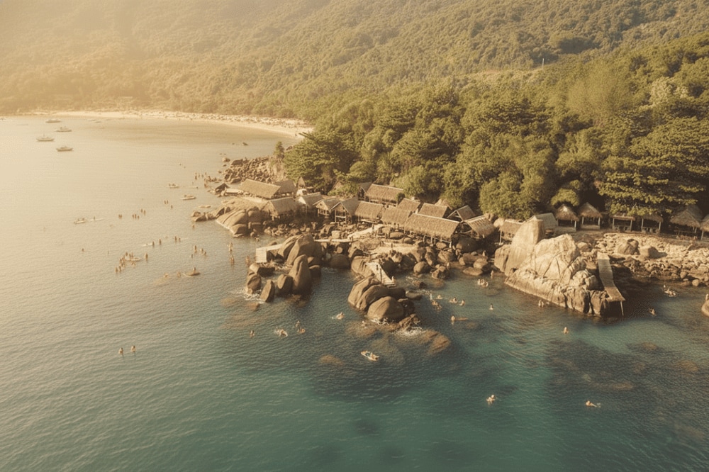 Bãi Đá Đen với nhiều mỏm đá hình thù độc đáo, thích hợp để dạo chơi, chụp ảnh.