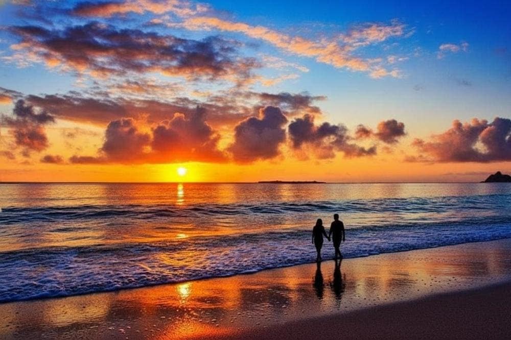 Ngắm hoàng hôn trên biển là một trong những trải nghiệm bạn nên thử khi đến biển Hải Hòa.