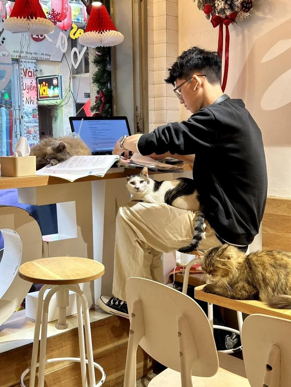 Quán có không gian làm việc cực chill cùng các boss