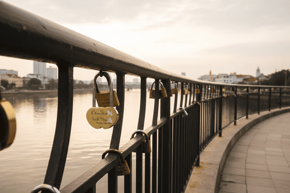 Lưu dấu yêu thương qua những chiếc móc khóa tình yêu ý nghĩa trên thành cầu tình yêu tại Đà Nẵng Việt Nam